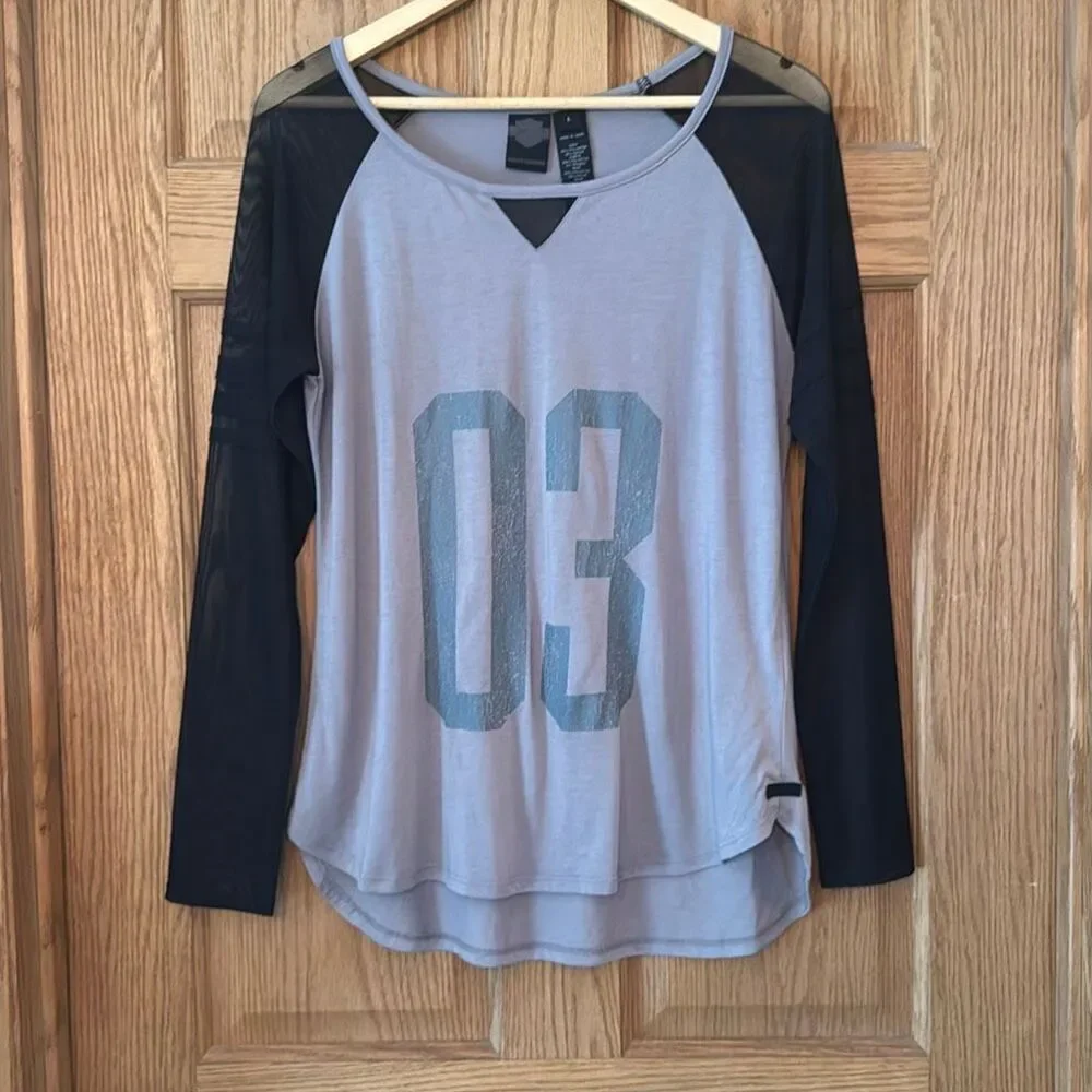 HARLEY-DAVIDSON Mesh Sleeve Long Sleeve Graphic Tee